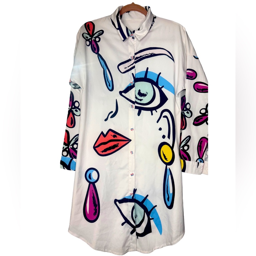 Graphic Long Sleeve white Shirt